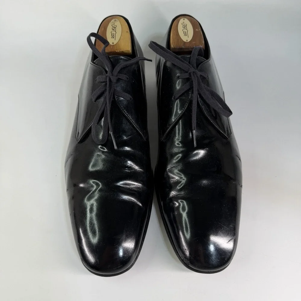 Ferragamo Tuxedo Shoes Mens 9 EE Patent Leather Oxford Formal Dress Lace Opera